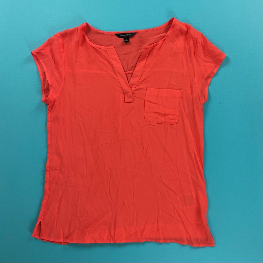 Banana Republic Cap Sleeve Top Coral Small EUC